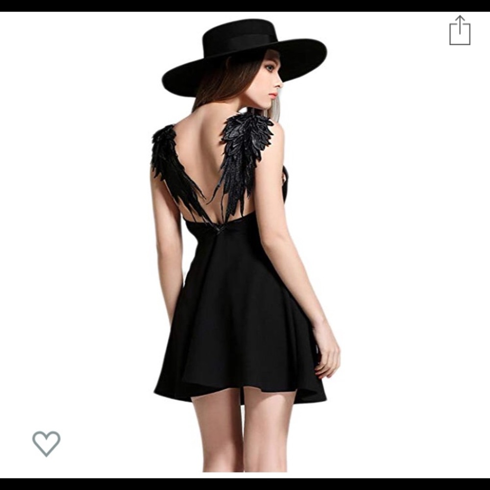 Women’s plunge V Neck, Wings Skater Mini Dress